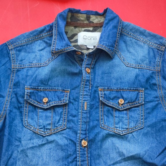 Warehouse One denim button down shirt men's size XS - Picture 2 of 6
